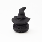 View of Black Obsidian Jack-o-Lantern with Witch's Hat