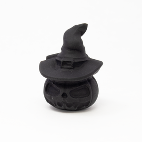 View of Black Obsidian Jack-o-Lantern with Witch's Hat
