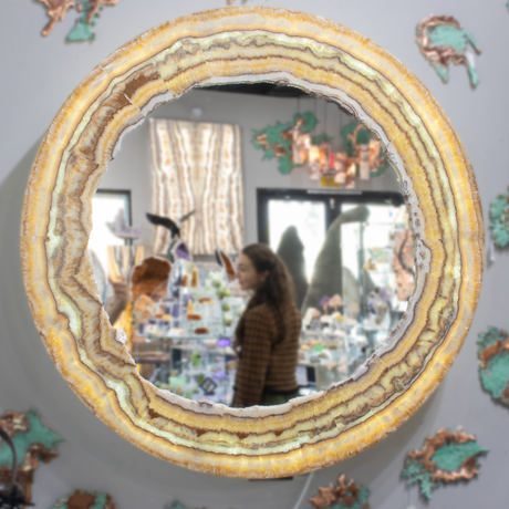 View of Aqua Onyx Round Mirror