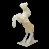 Ice Amber Onyx Horse Carving - Rearing