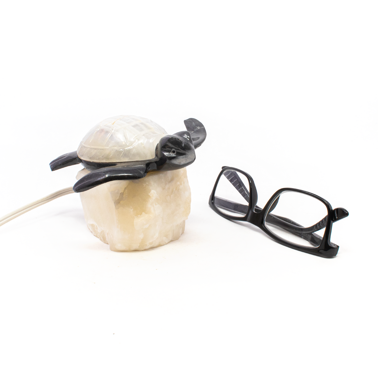 Turtle Onyx Lamp with Black Onyx Body