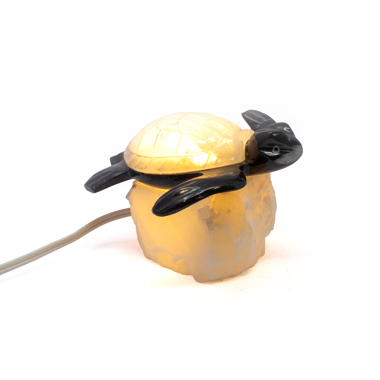 Turtle Onyx Lamp with Black Onyx Body