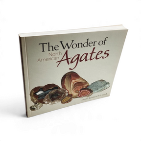 Rare Earth Gallery Wonder of North American Agates book featuring colourful agate specimens on the cover