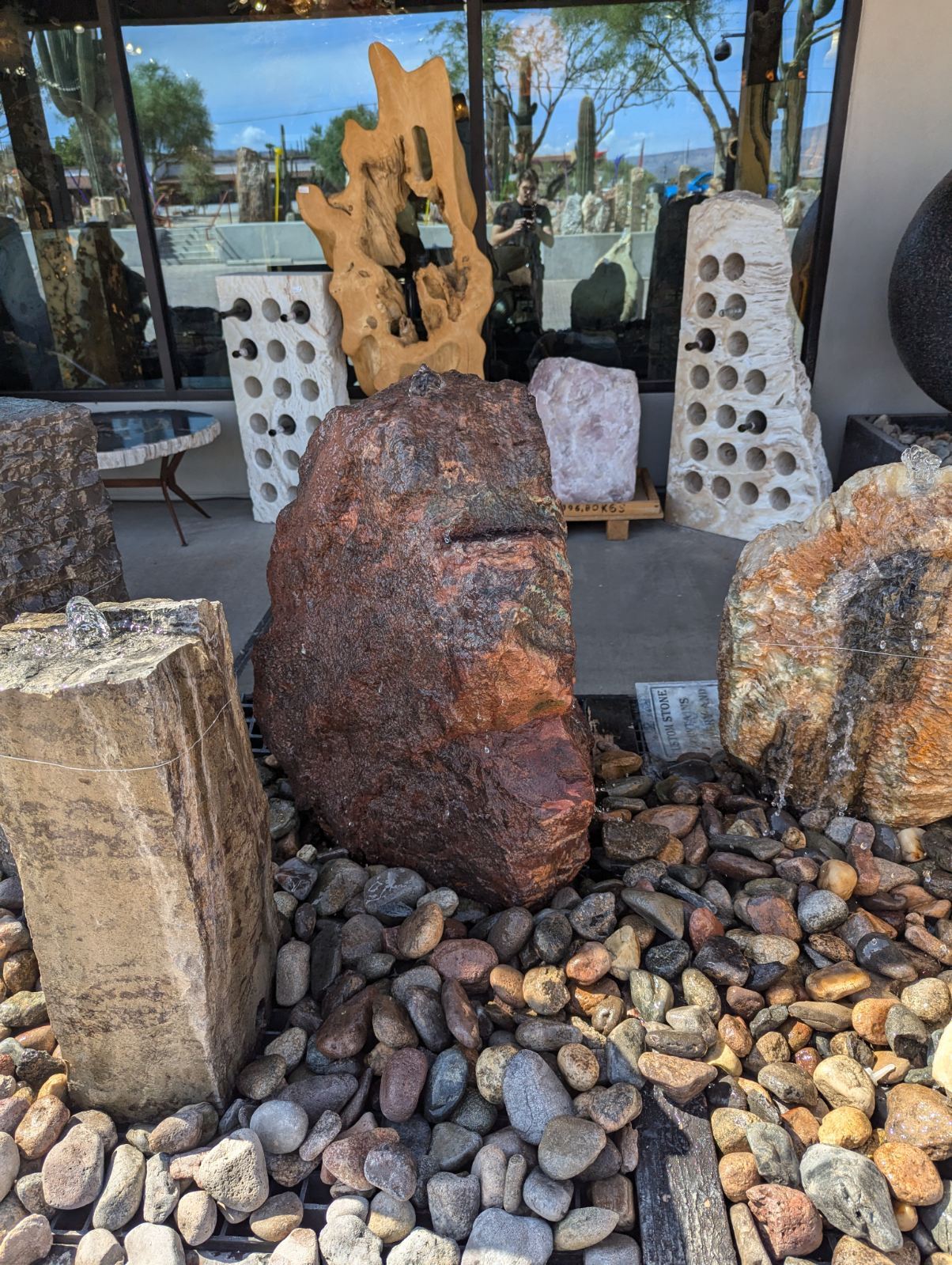 View of Moonlight Mine Arizona Copper Ore Boulder Fountain - Tapered