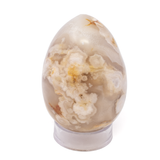 View of Flower Agate Egg with Lucite Stand
