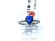 View of Blue Opal Ring with Textured Band - Pear Shape Sz6