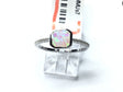 View of White Opal Ring with CZ Pave Band - Square Shape Sz7