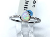View of White Opal Ring with Textured Band - Pear Shape Sz10