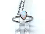 View of White Opal Ring with Textured Band - Pear Shape Sz6