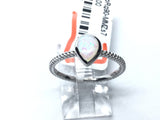 View of White Opal Ring with Textured Band - Pear Shape Sz7