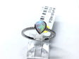 View of White Opal Ring with Textured Band - Pear Shape Sz8