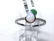View of White Opal Ring with Textured Band - Pear Shape Sz9