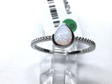 View of White Opal Ring with Textured Band - Pear Shape Sz9