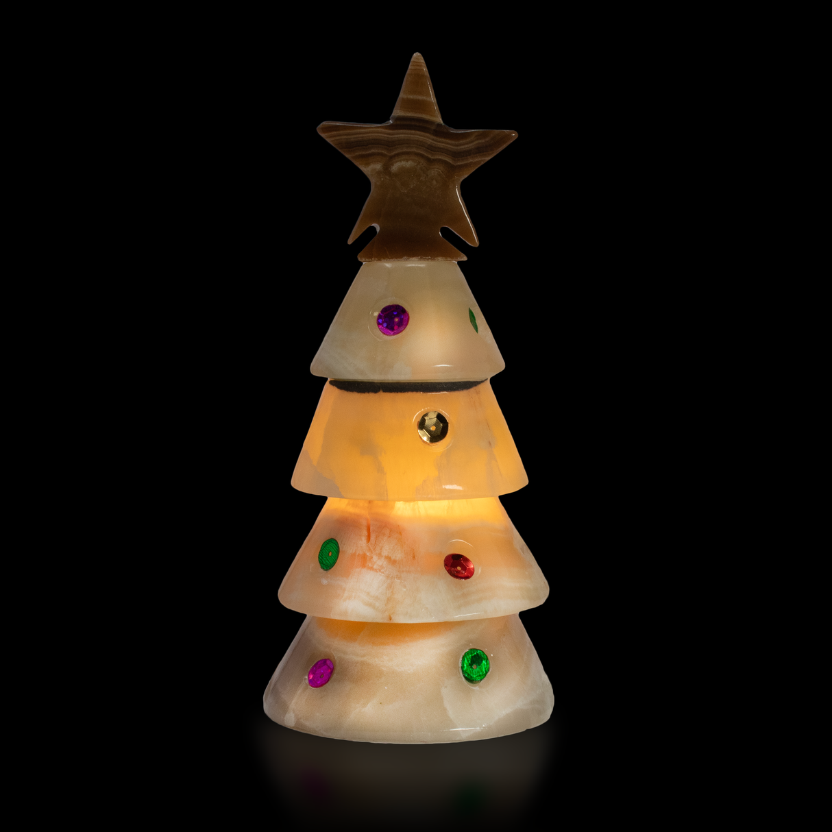 View of Onyx Christmas Tree Lamp with Star