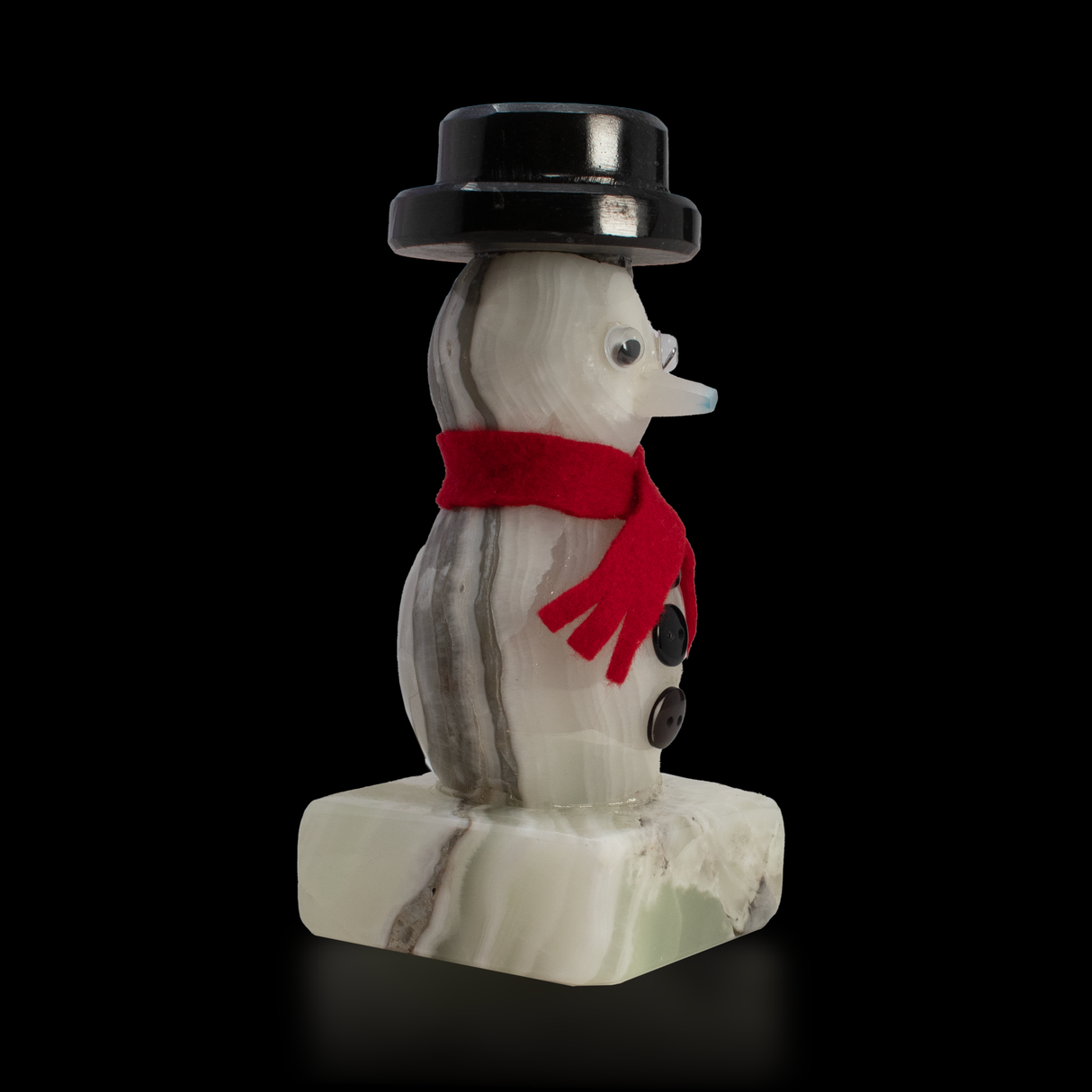 Onyx Snowman Lamp with Black Top Hat