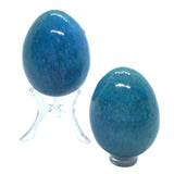 View of Onyx Egg - Dyed Blue with Lucite Stand