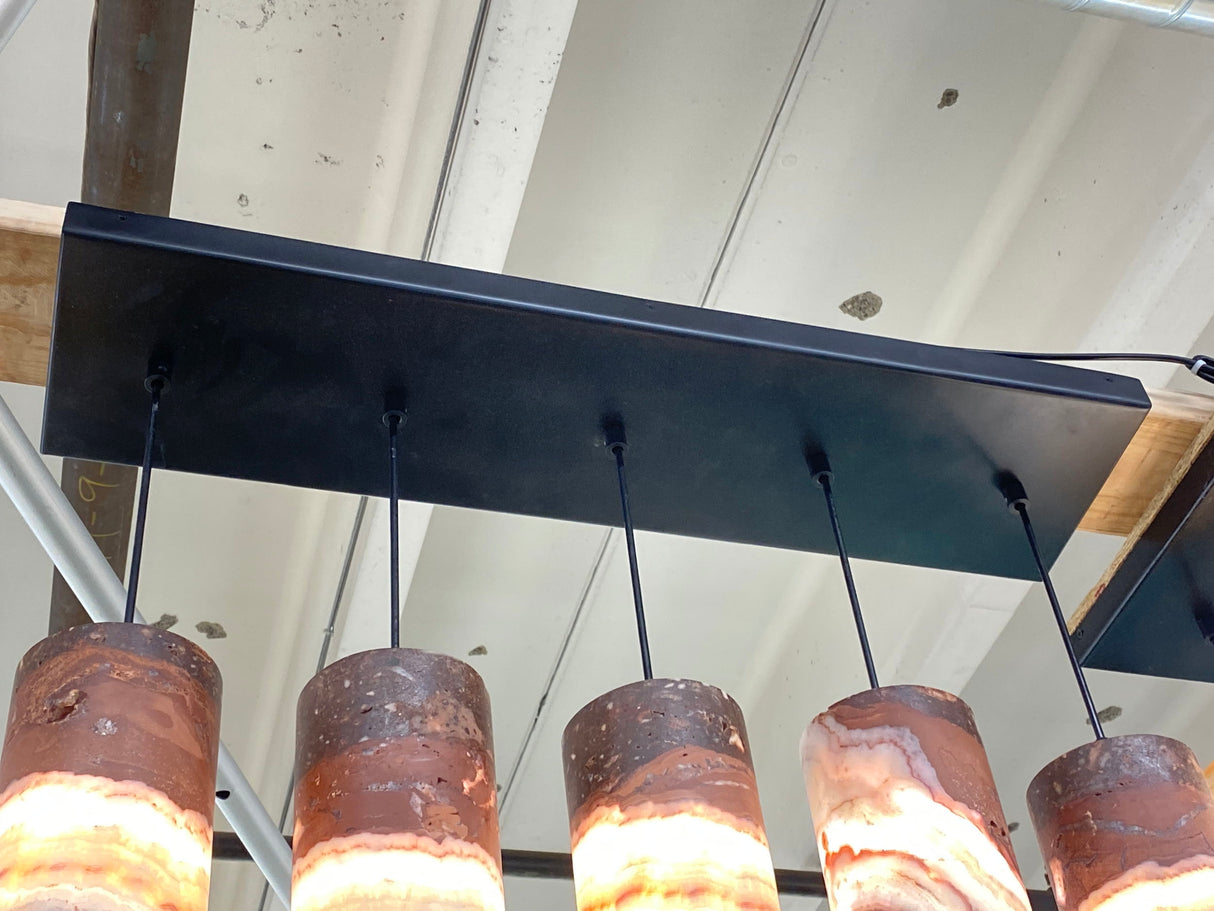 View of 5pc Pendant Light Canopy - Rectangle with Powder Coat Finish