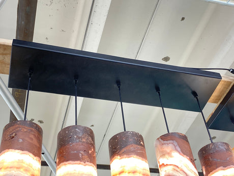 View of 5pc Pendant Light Canopy - Rectangle with Powder Coat Finish