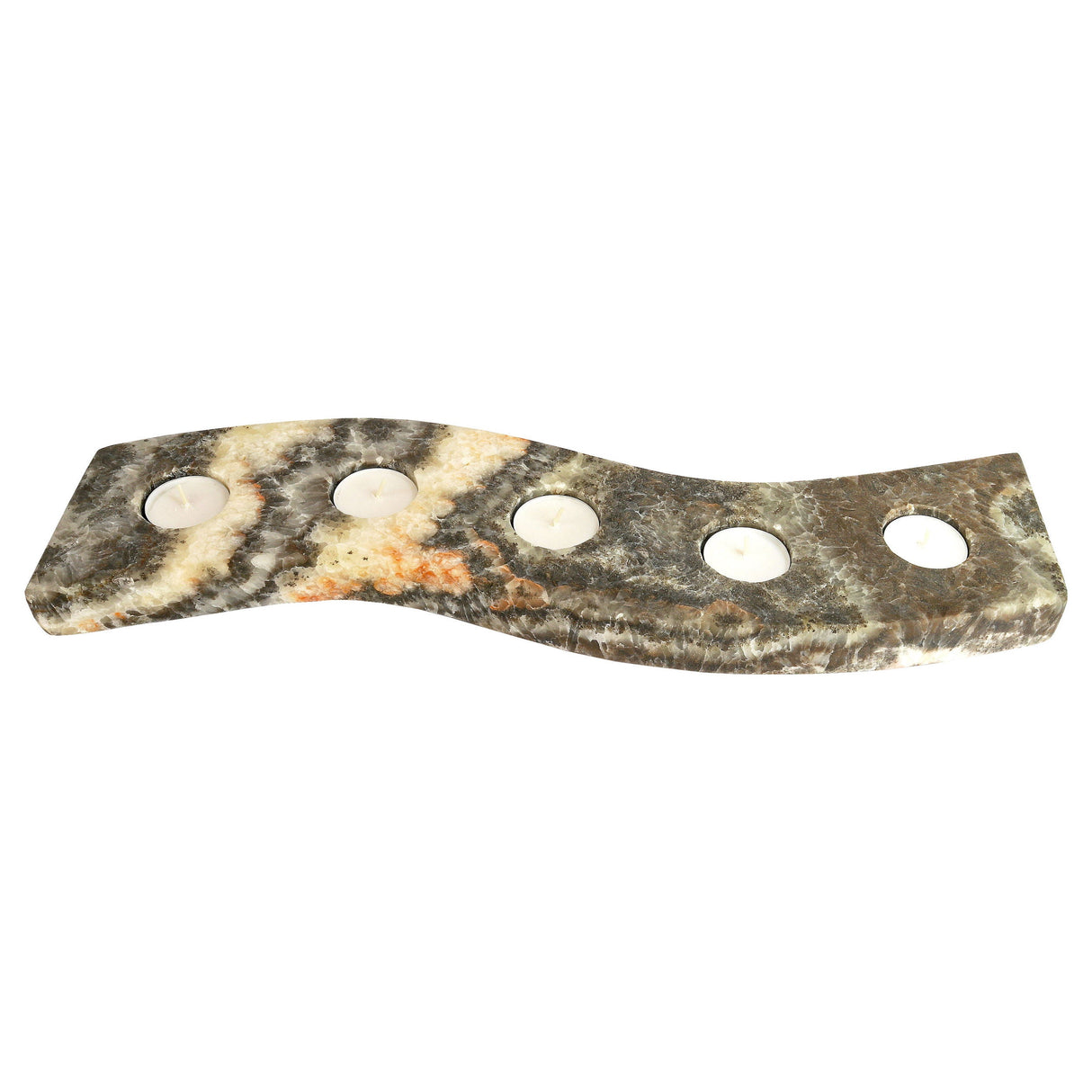 Onyx Candle Holder - Wavy 5 Candles Zebra