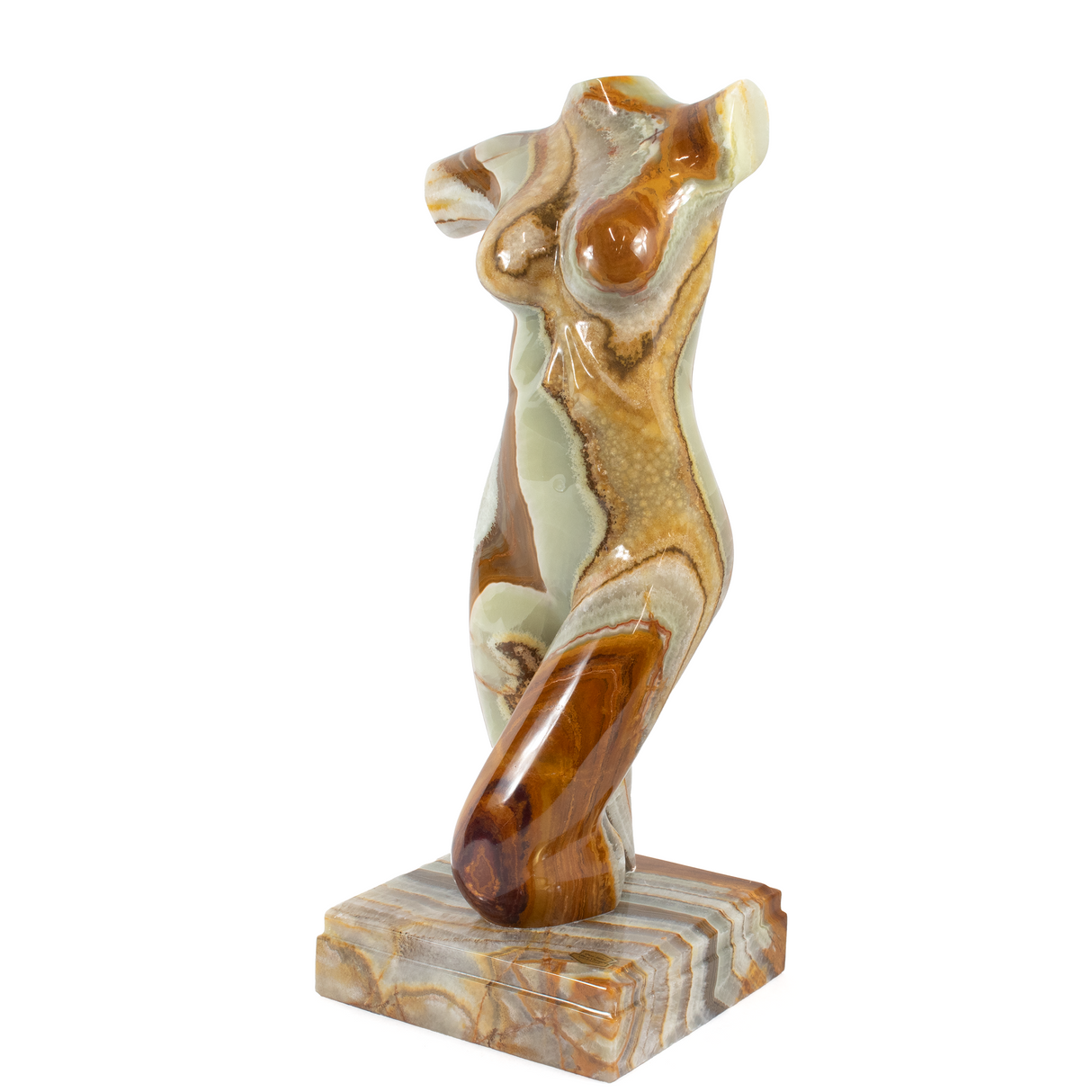 View of Talan Onyx Torso Sculpture with High-Polish Finish