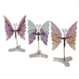 View of Rainbow Fluorite Butterfly Wings Carving with Stand