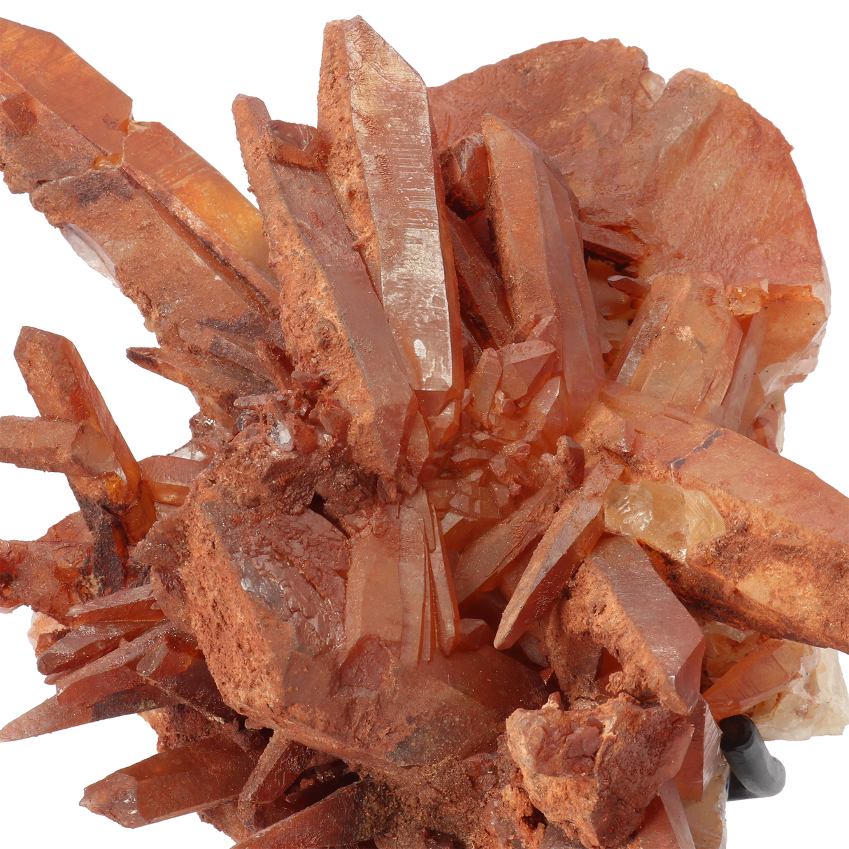 Red Quartz Cluster on Custom Rotating Stand with Star Design - A+ Cluster Preservation and Double Terminated Crystals