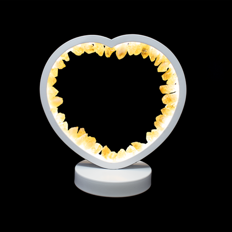 View of Citrine Crystal Heart Luminary with White Light & Cord