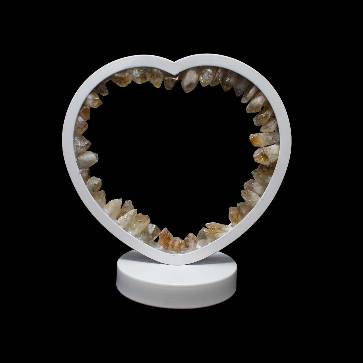 Citrine Crystal Heart Luminary with White Light & Cord