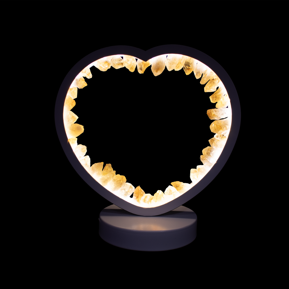 Citrine Crystal Heart Luminary with White Light & Cord