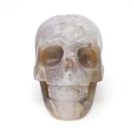 View of Agate Druze Geode Skull Carving