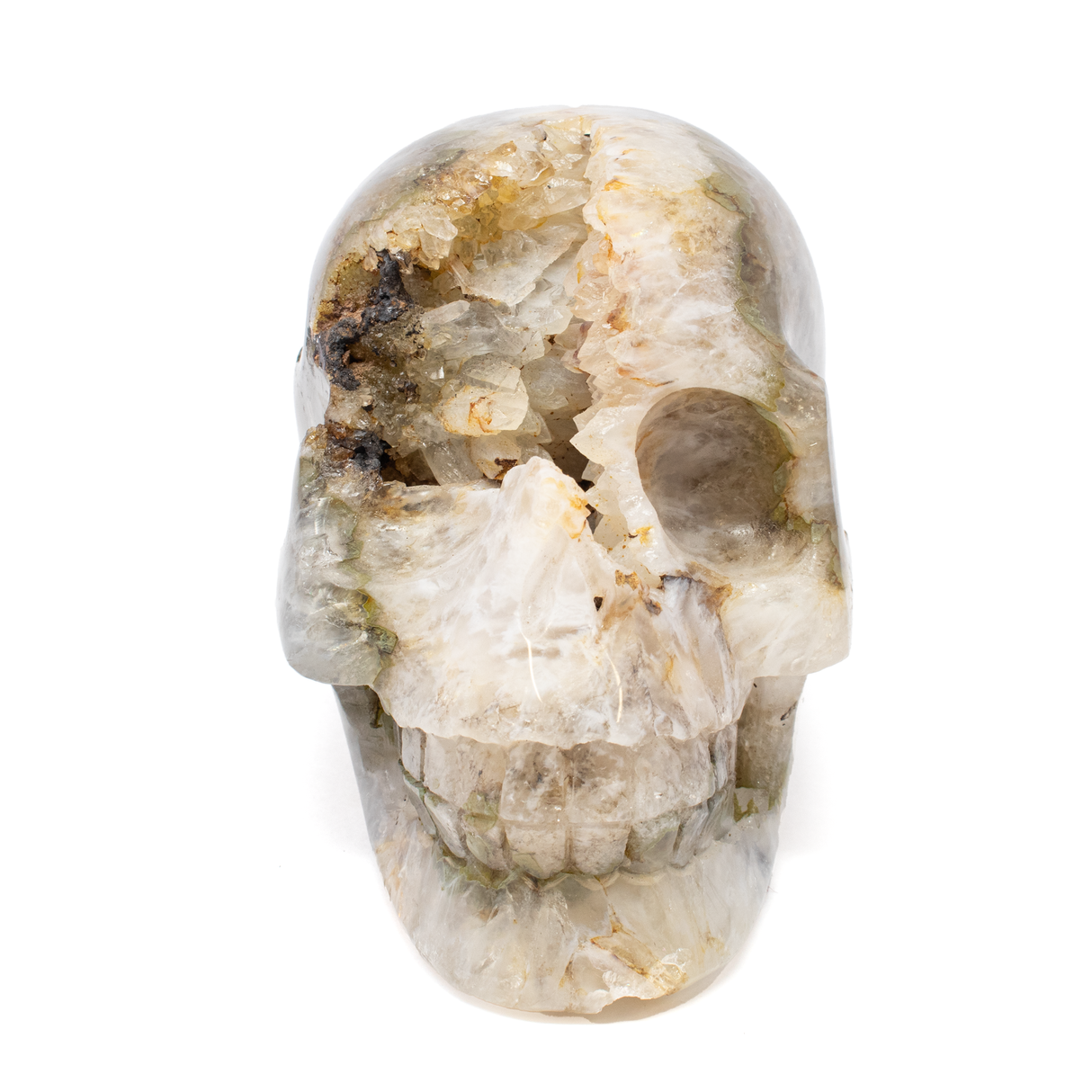 Agate Druze Geode Skull Carving