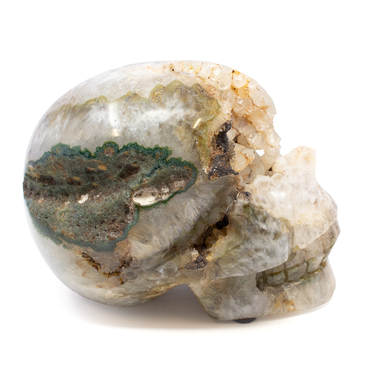 Agate Druze Geode Skull Carving