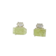 View of Mint Green Kyanite Stud Earrings with Cabochon of Labradorite Prong set in 925 Sterling Silver