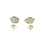Mint Green Kyanite Stud Earrings with Cabochon of Labradorite Prong set in 925 Sterling Silver