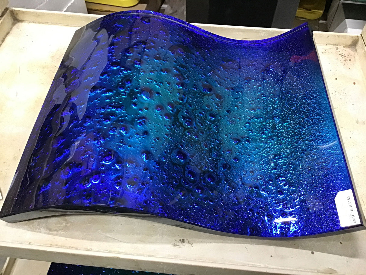 Dichroic Glass Table Top Vessel - Wave Blue & Green