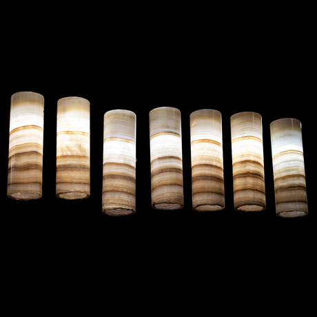View of Amber Onyx Pendant Chandelier with Black Line & Hardware & Custom Canopy