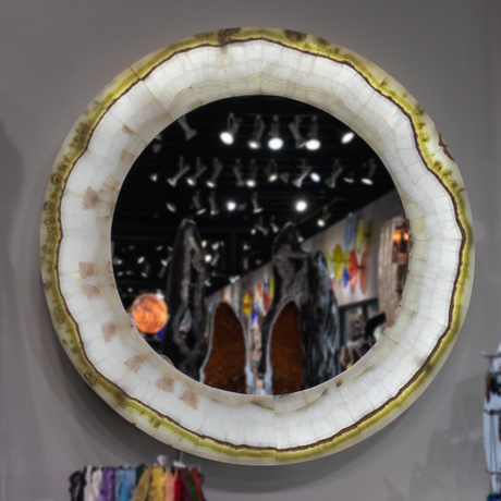 View of Olivine Onyx Round Mirror