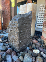 Dark Gray Chiseled Travertine Pillar With Tapered Top