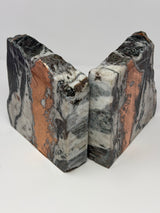 Michigan Native Vein Copper Bookends with Bold Center Vein - Cut & Cork Base