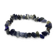 Rare Earth Gallery sodalite chip bracelet featuring polished blue and white natural stone fragments on an elastic band.
