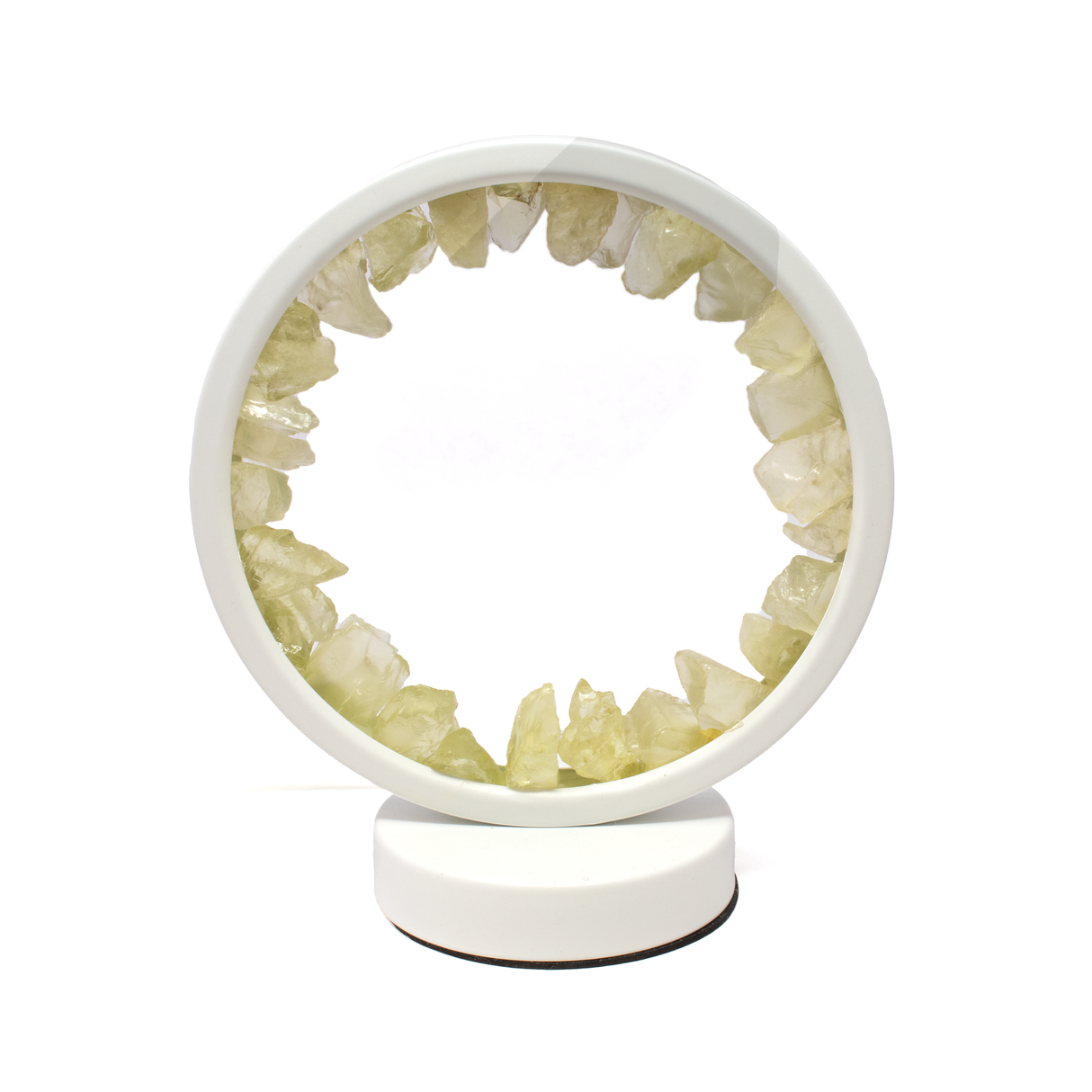 View of Citrine Crystal Ring Luminary - Round with White Light & Cord