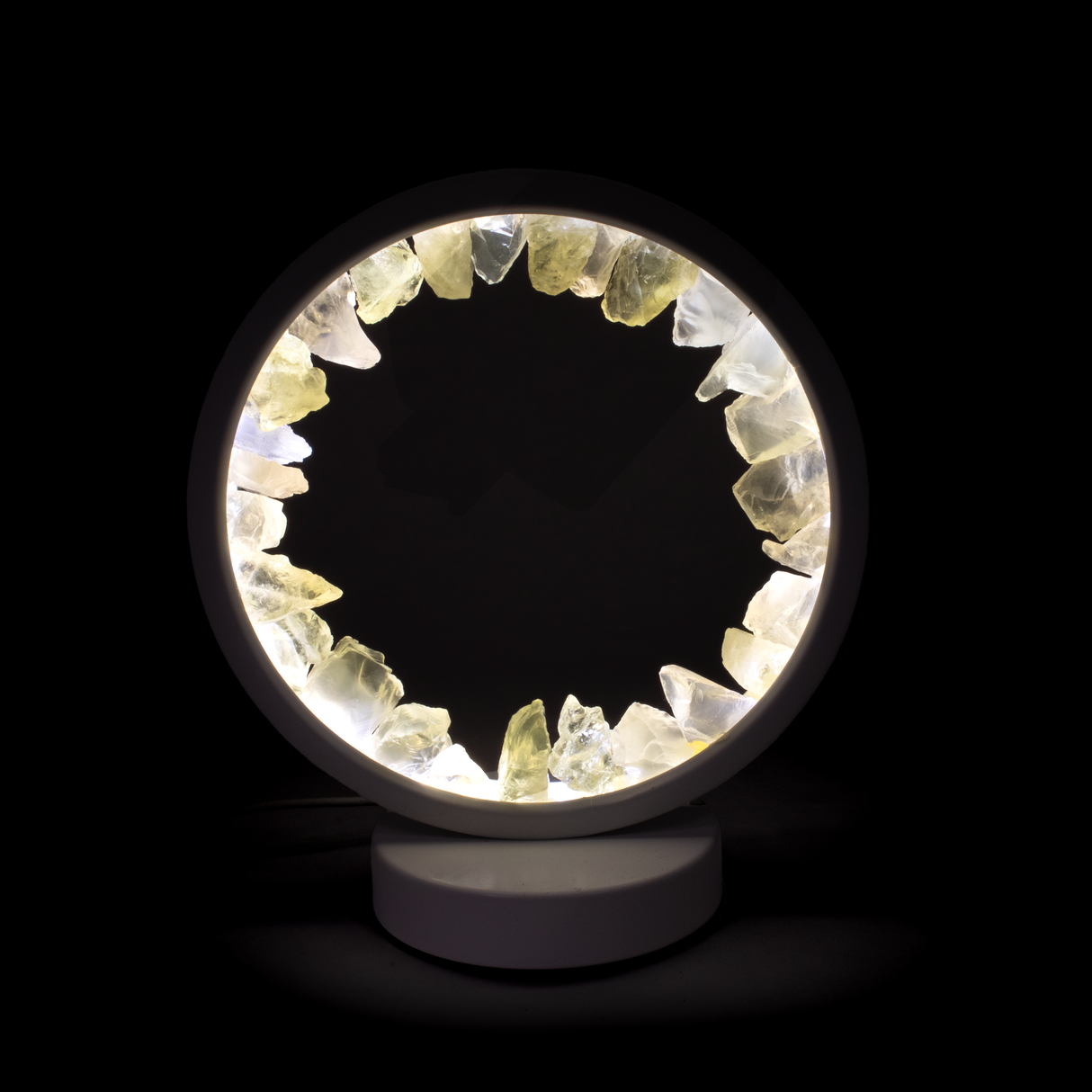 Citrine Crystal Ring Luminary - Round with White Light & Cord
