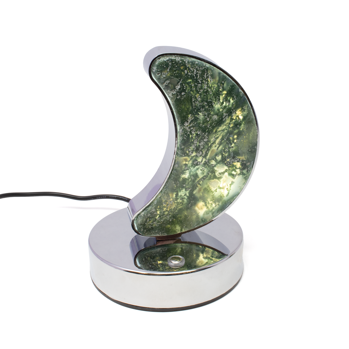 Moss Agate Moon Luminary - 2 Slices set in Light Box