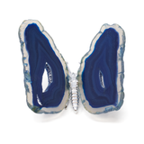 View of Dyed Blue Agate Slice Butterfly with Silver Body