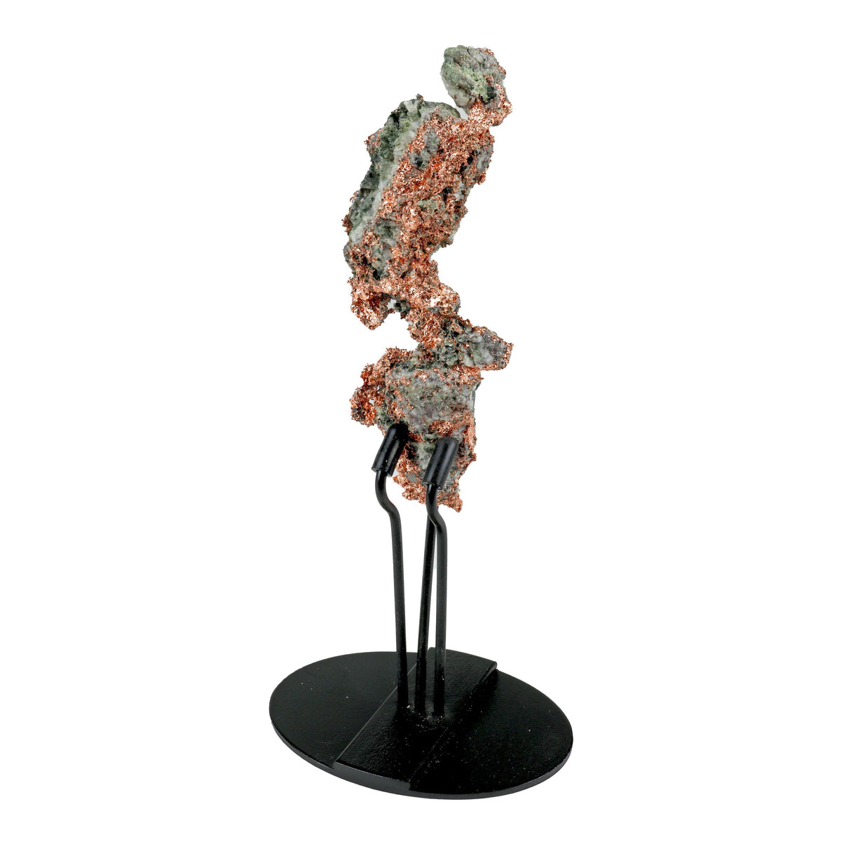 Michigan Native Copper in 3 - Pronged Tension Fit Stand with Crystalization on Surface