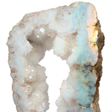 Silicon Oxide Geode Ring on Custom Stand with Rotating Base - One Side Cut & Polished Flat