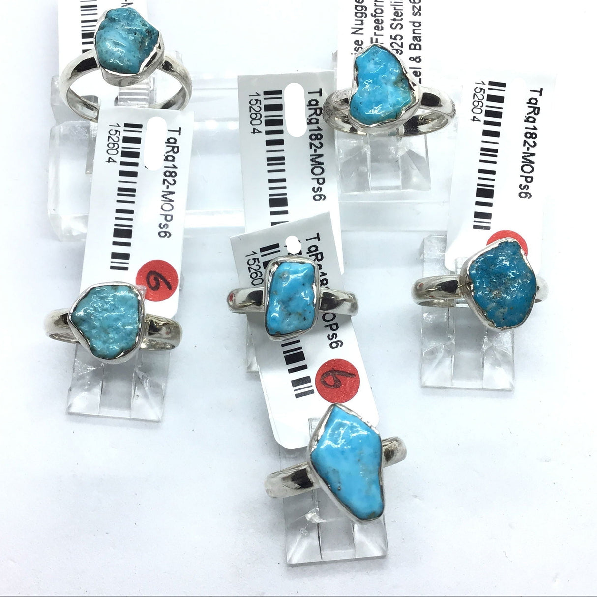 View of Turquoise Nugget Ring - Polished Freeform with Simple 925 Sterling Silver Bezel & Band sz6