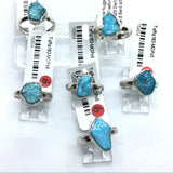 View of Turquoise Nugget Ring - Polished Freeform with Simple 925 Sterling Silver Bezel & Band sz6