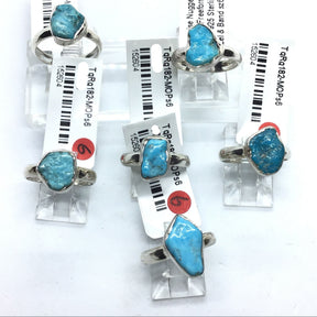 View of Turquoise Nugget Ring - Polished Freeform with Simple 925 Sterling Silver Bezel & Band sz6