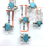 View of Turquoise Nugget Ring - Polished Freeform with Simple 925 Sterling Silver Bezel & Band sz7